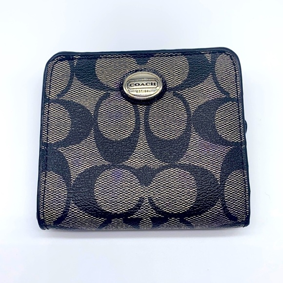 Coach - Bi- Fold Wallet Black and White With C Monogram - Picture 1 of 13